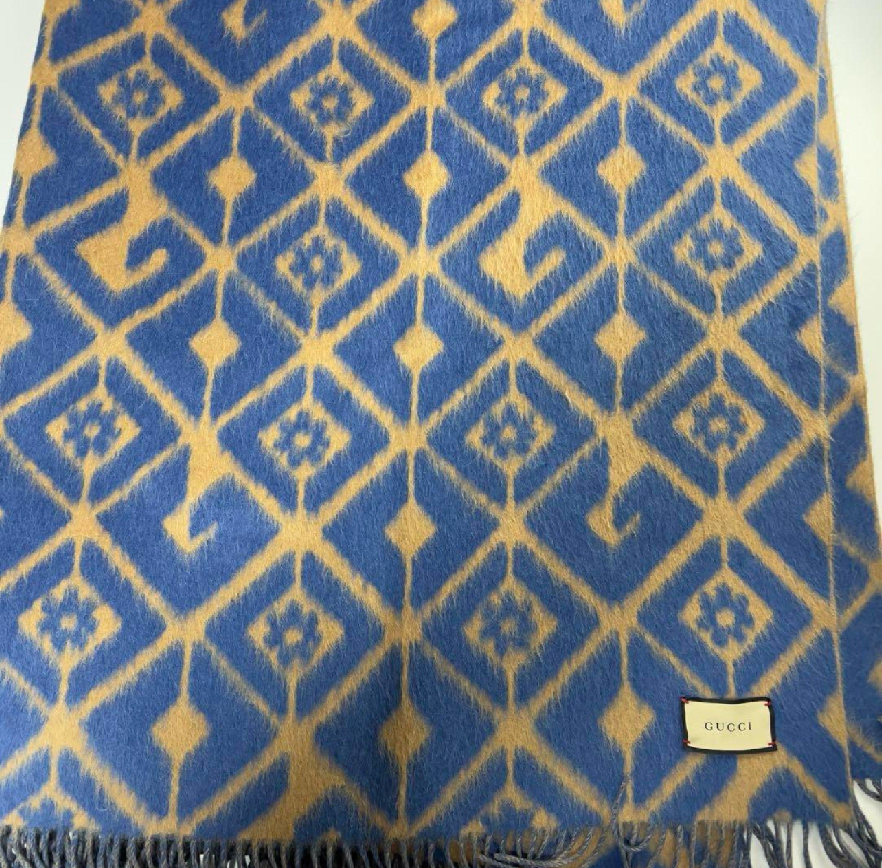 Gucci Wool Blend GG Rhombus Throw Blanket