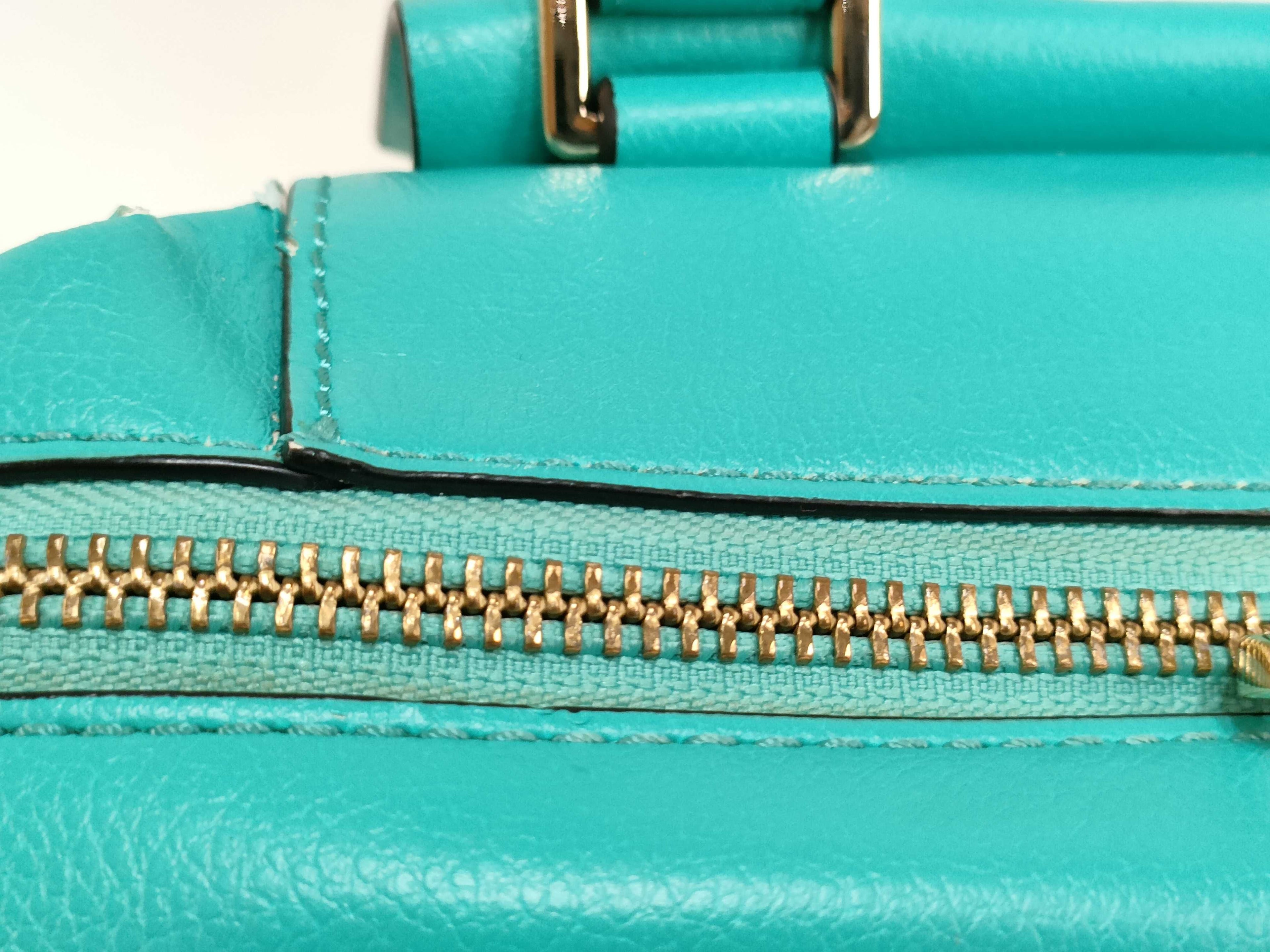 Lanvin Green Leather 2-Way Handbag with Shoulder Strap