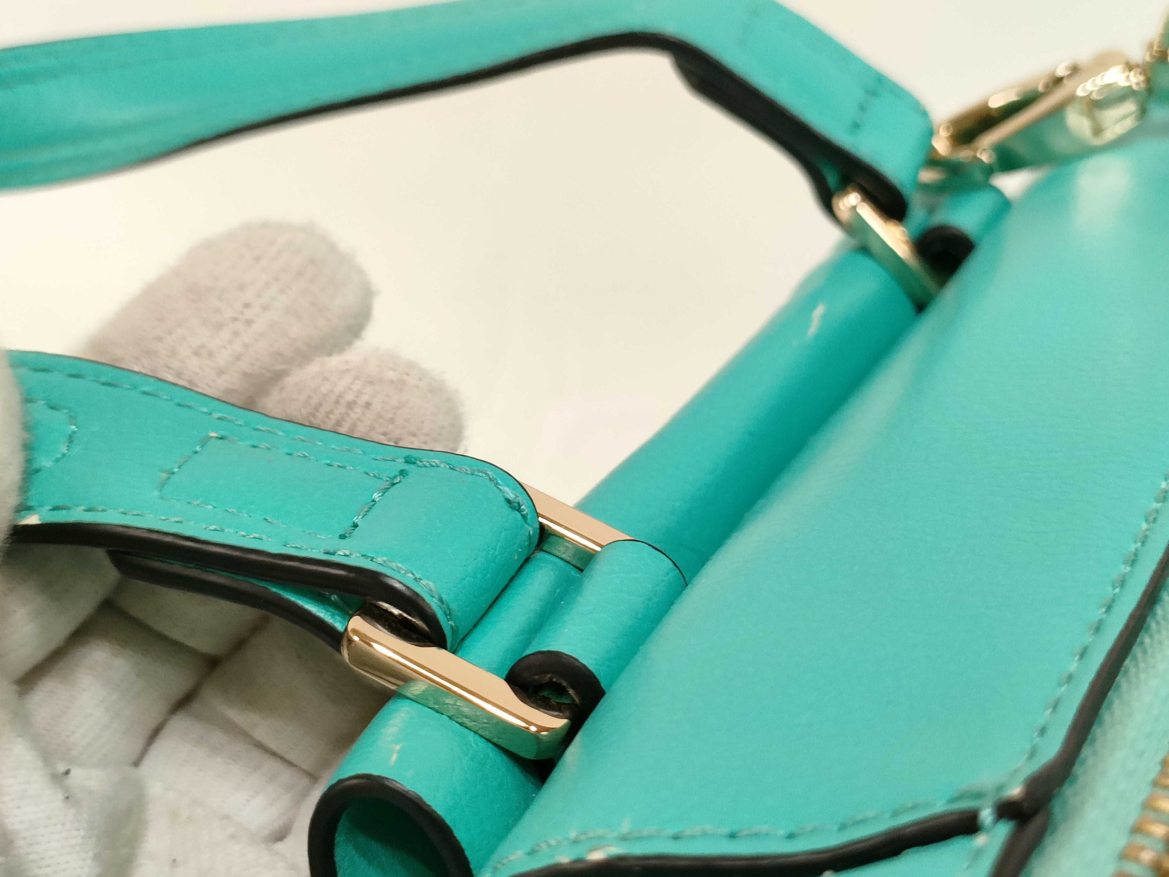 Lanvin Green Leather 2-Way Handbag with Shoulder Strap