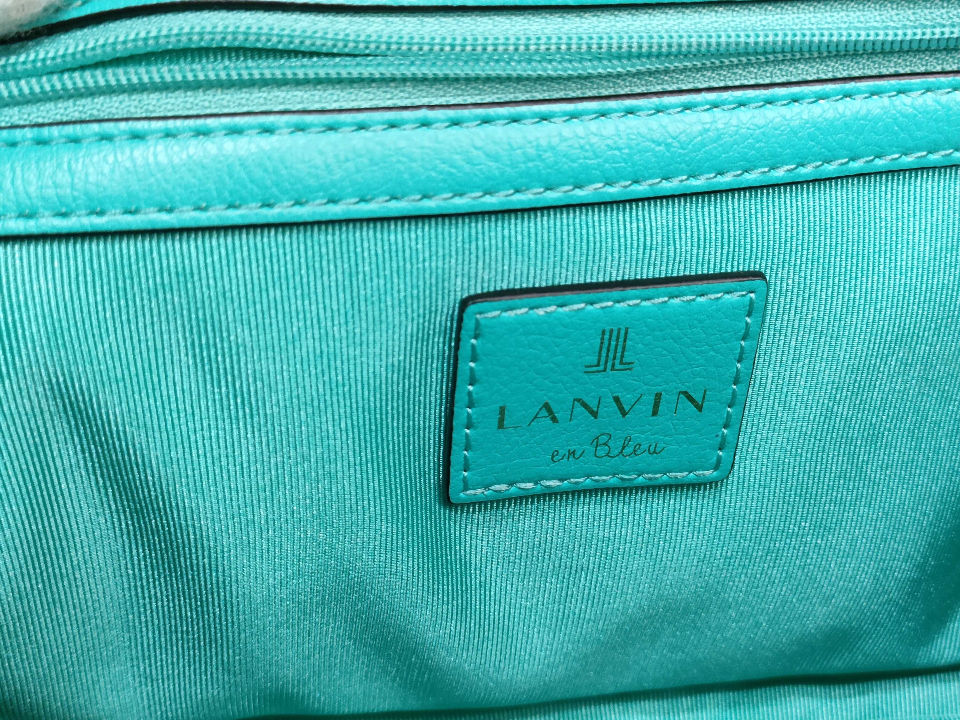 Lanvin Green Leather 2-Way Handbag with Shoulder Strap
