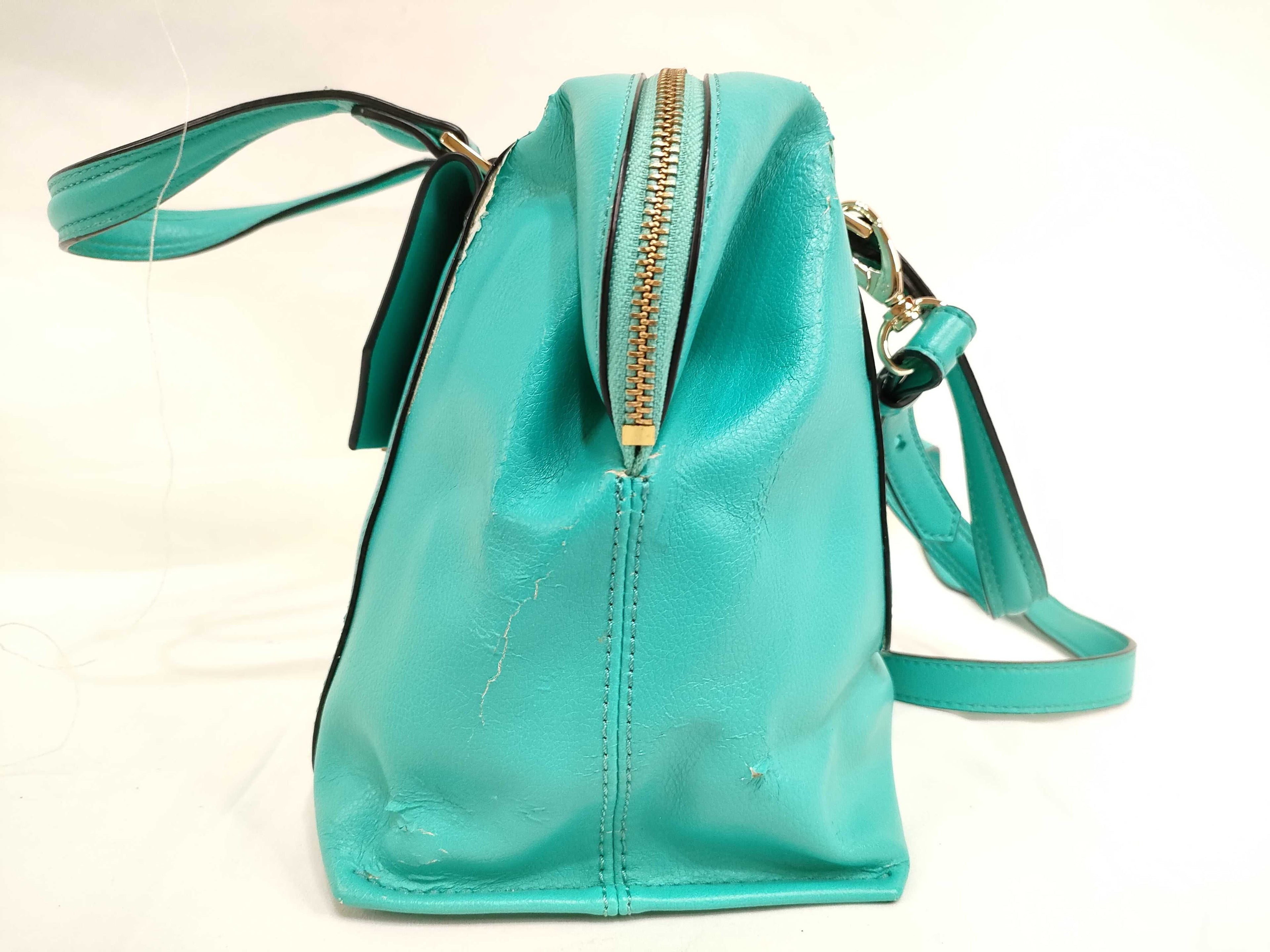 Lanvin Green Leather 2-Way Handbag with Shoulder Strap