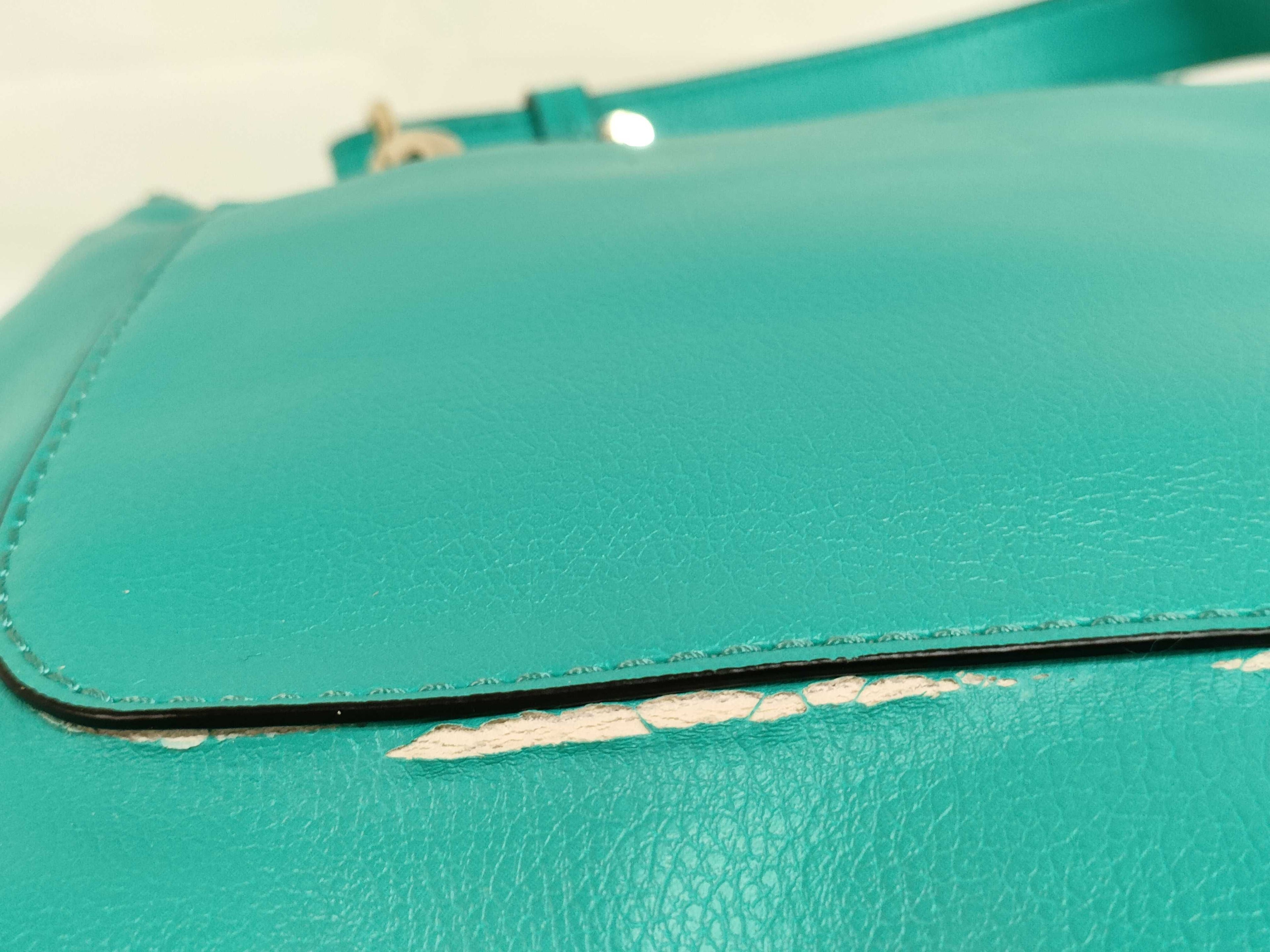 Lanvin Green Leather 2-Way Handbag with Shoulder Strap