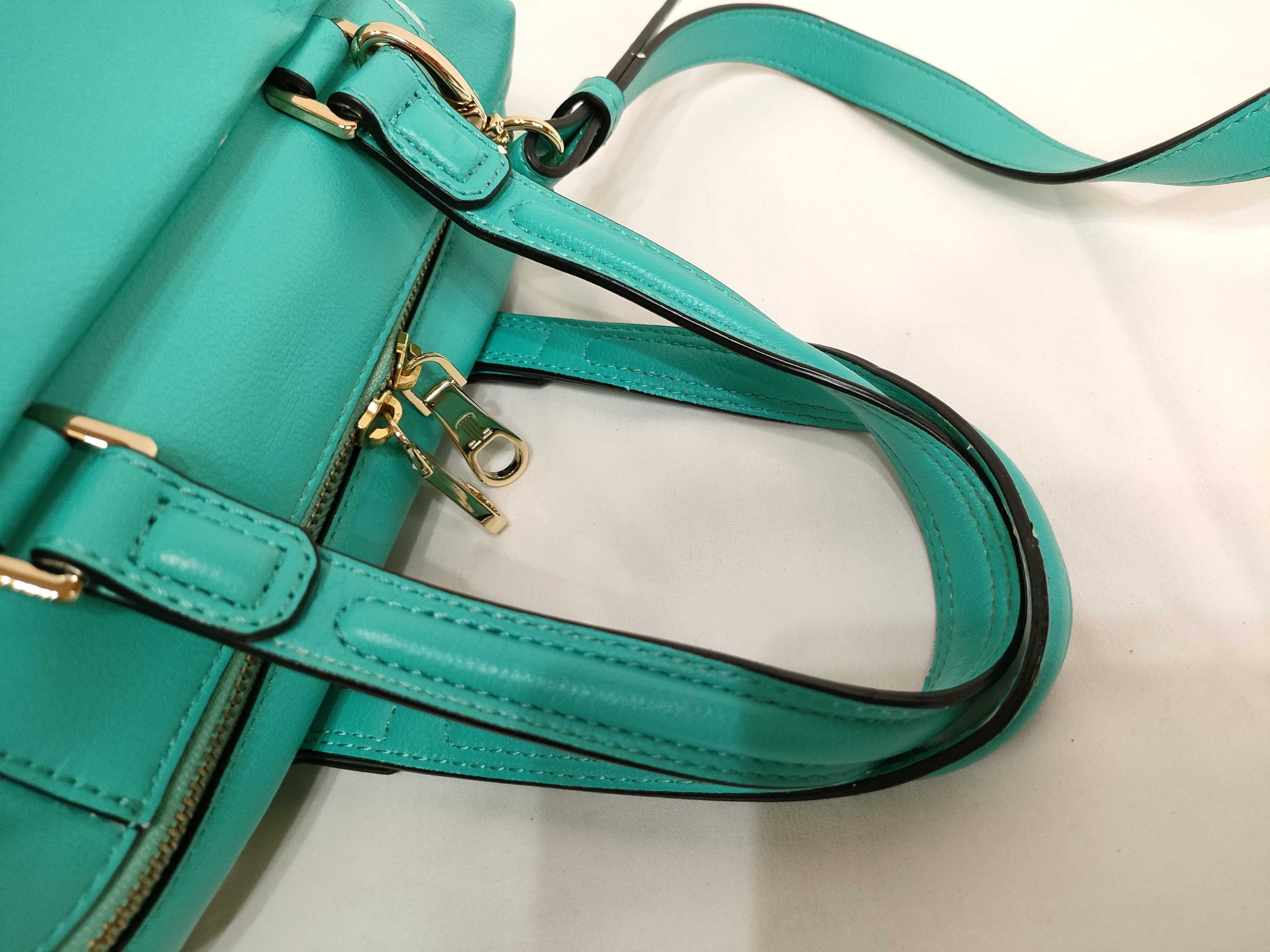 Lanvin Green Leather 2-Way Handbag with Shoulder Strap