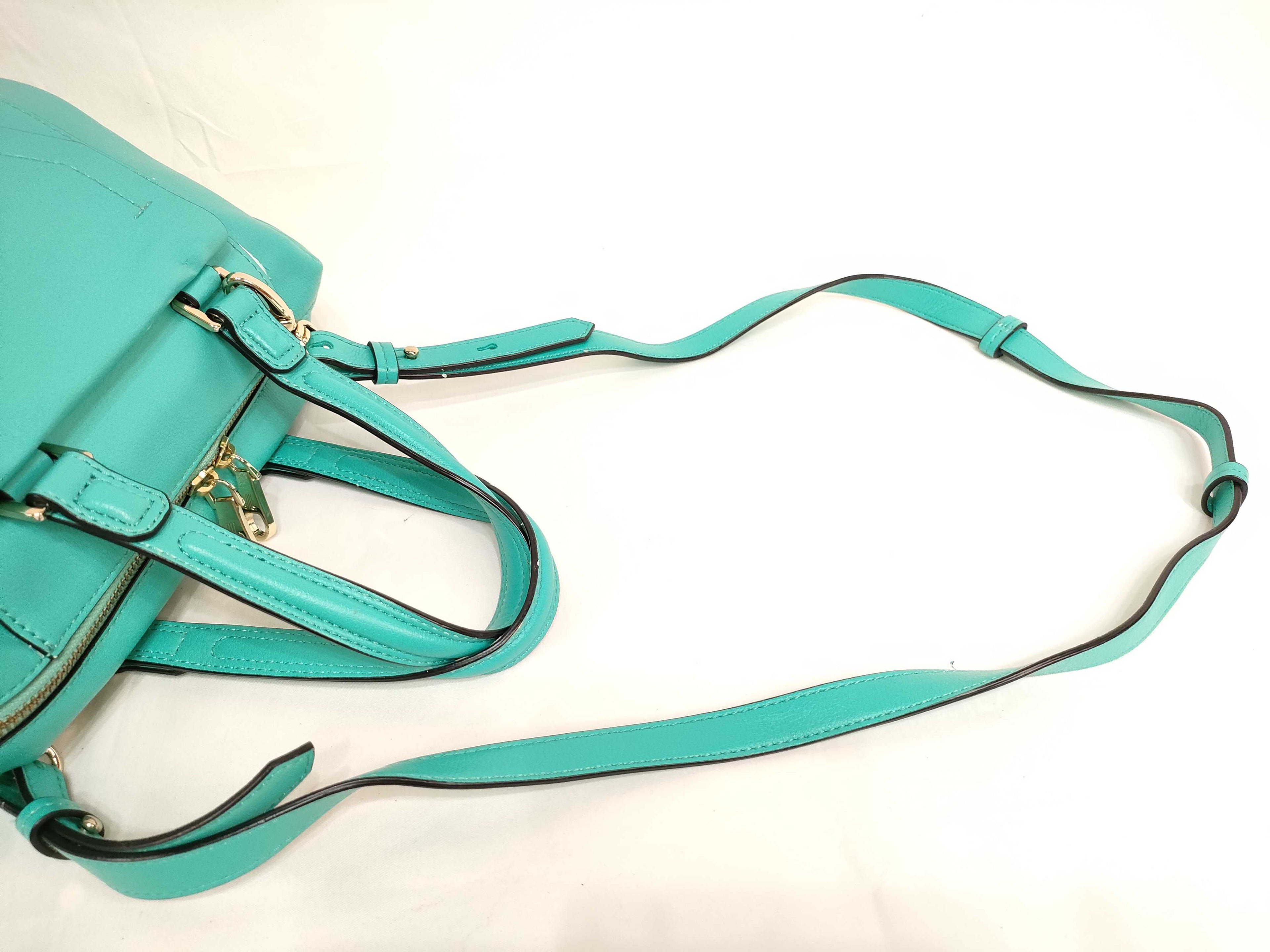 Lanvin Green Leather 2-Way Handbag with Shoulder Strap