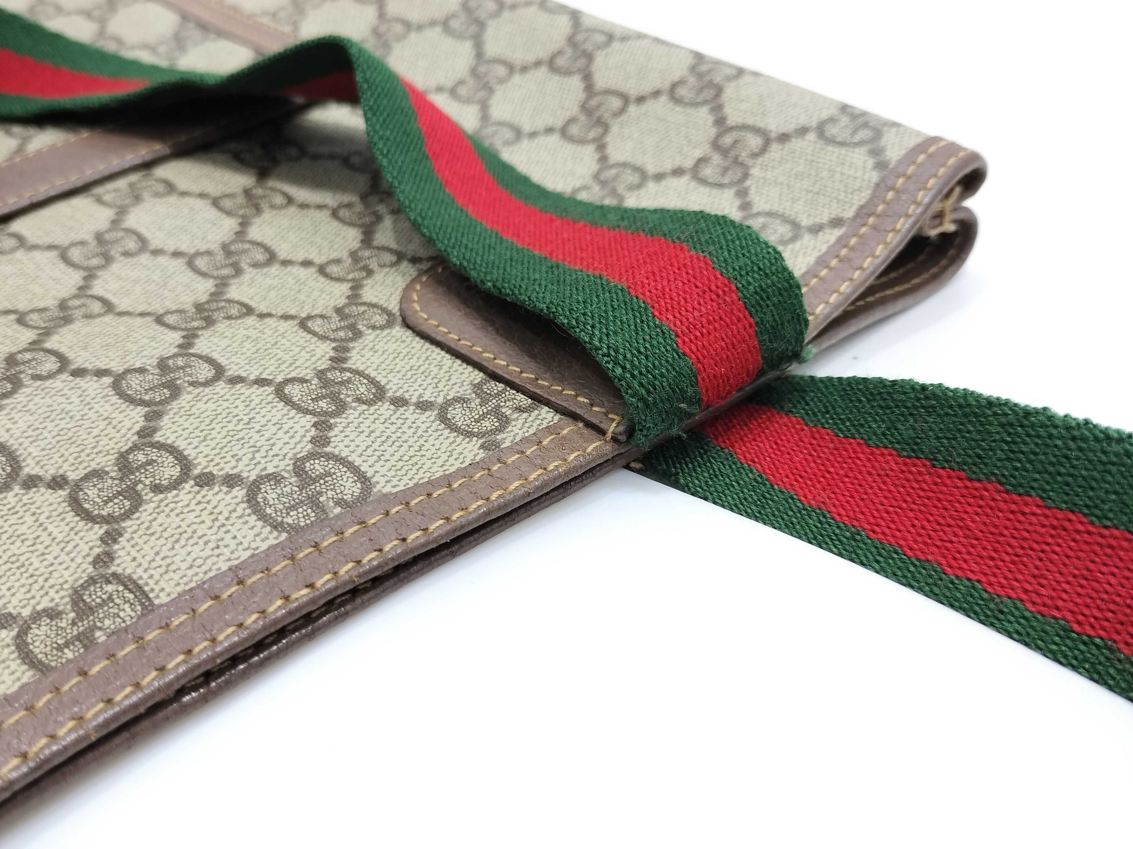 Gucci GG Supreme Canvas Tote Bag with Sherry Web Handles & Lock Detail