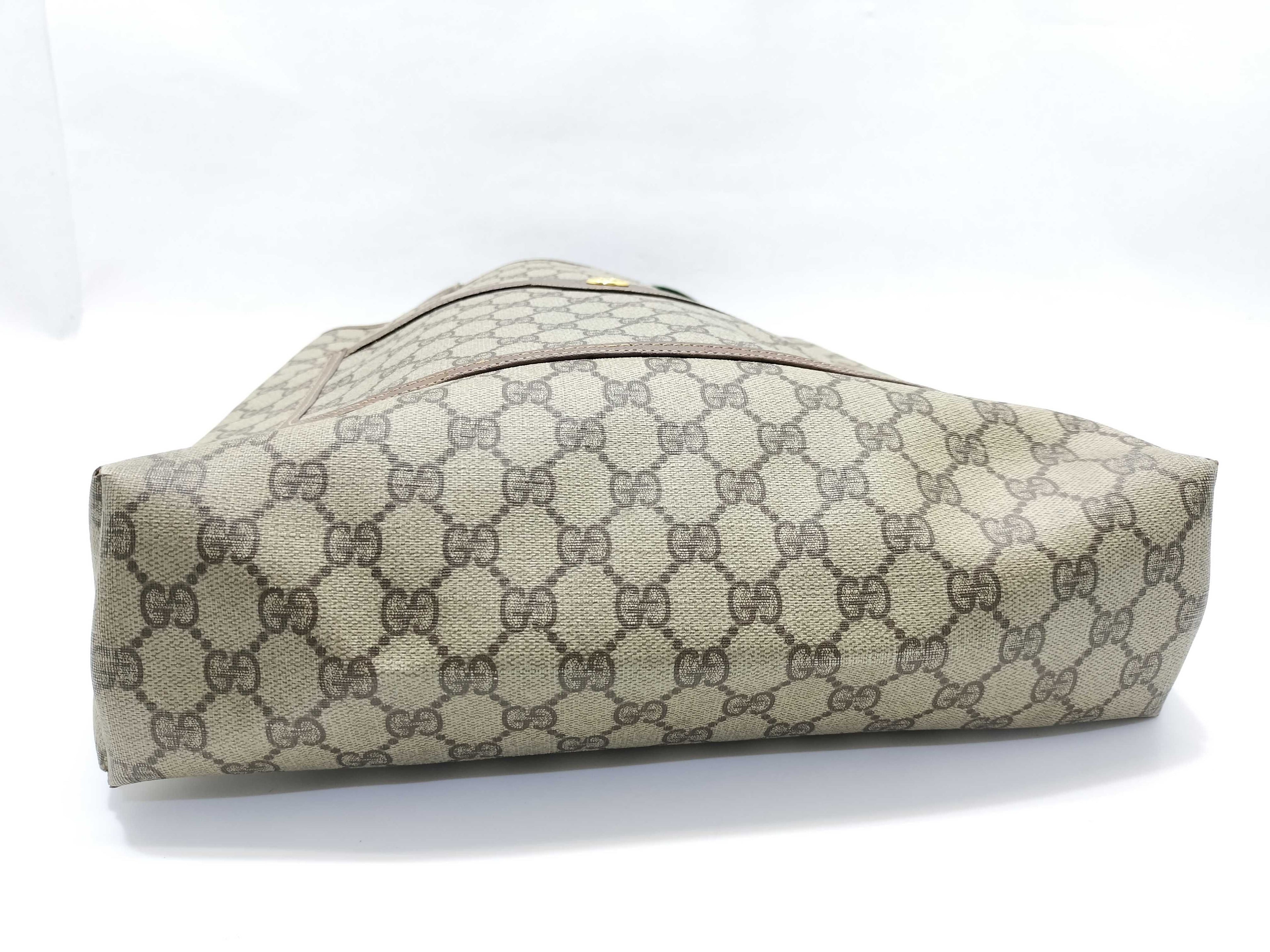 Gucci GG Supreme Canvas Tote Bag with Sherry Web Handles & Lock Detail