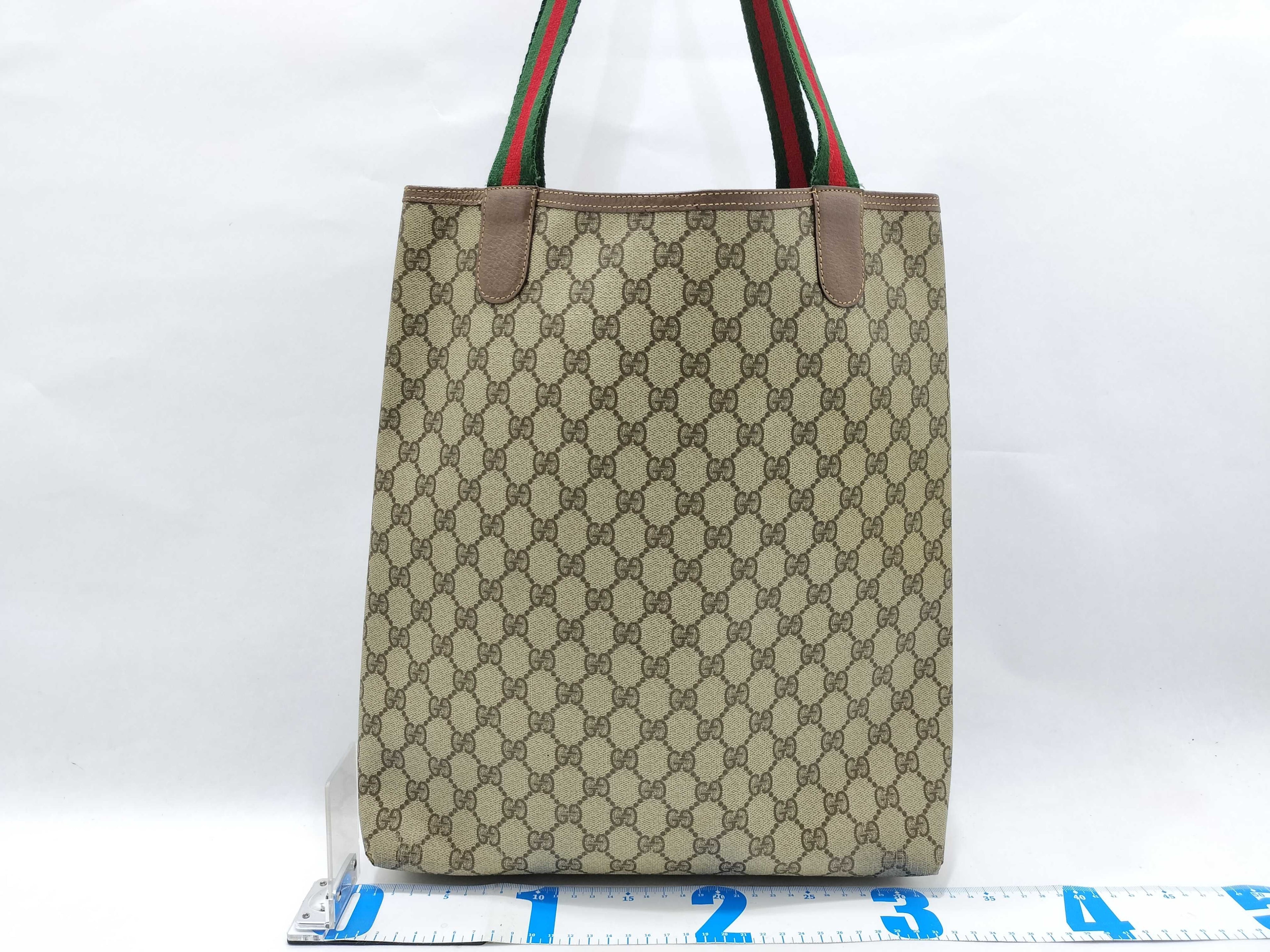 Gucci GG Supreme Canvas Tote Bag with Sherry Web Handles & Lock Detail