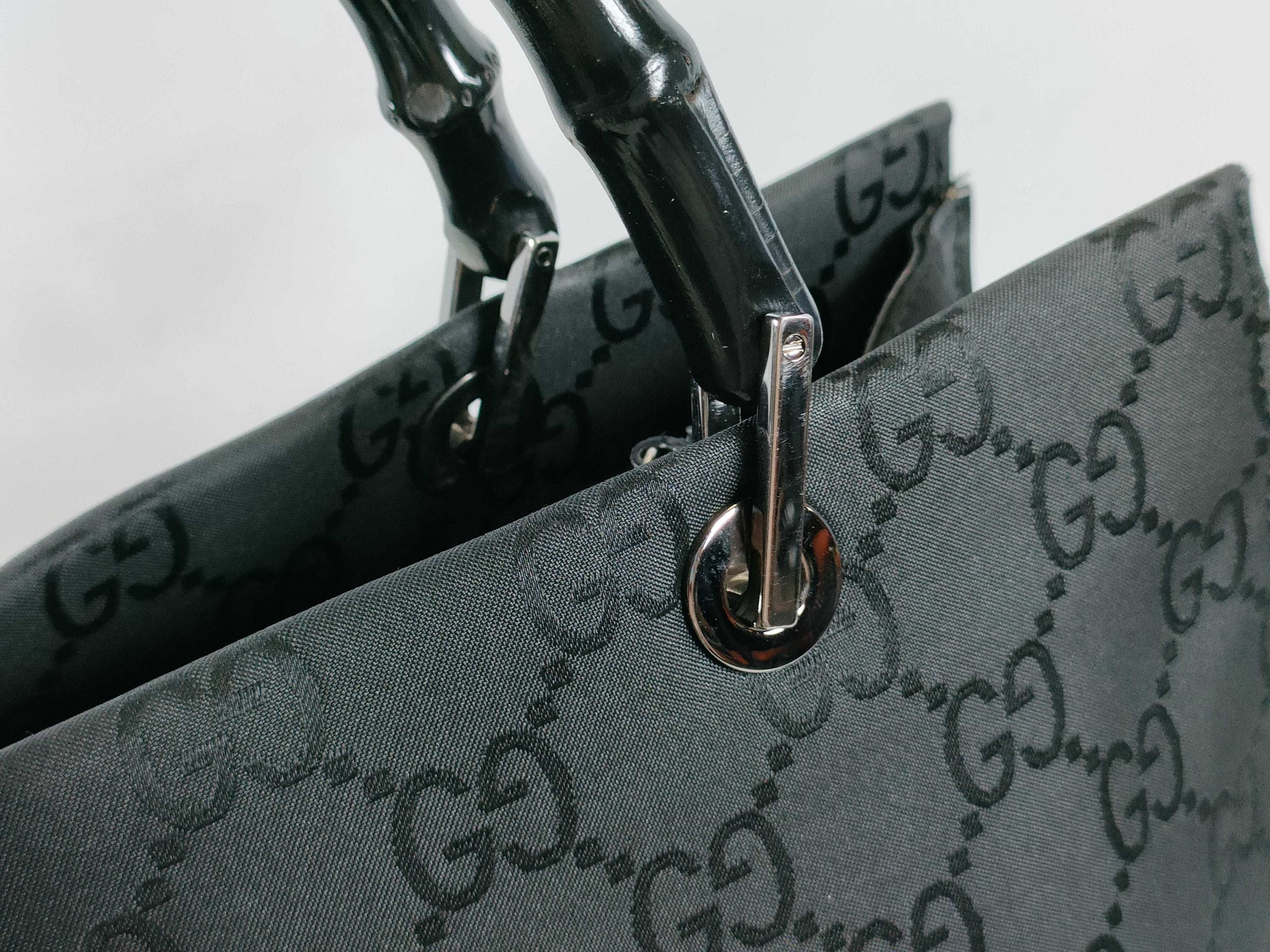 Gucci GG Nylon Bamboo Handle Tote Bag