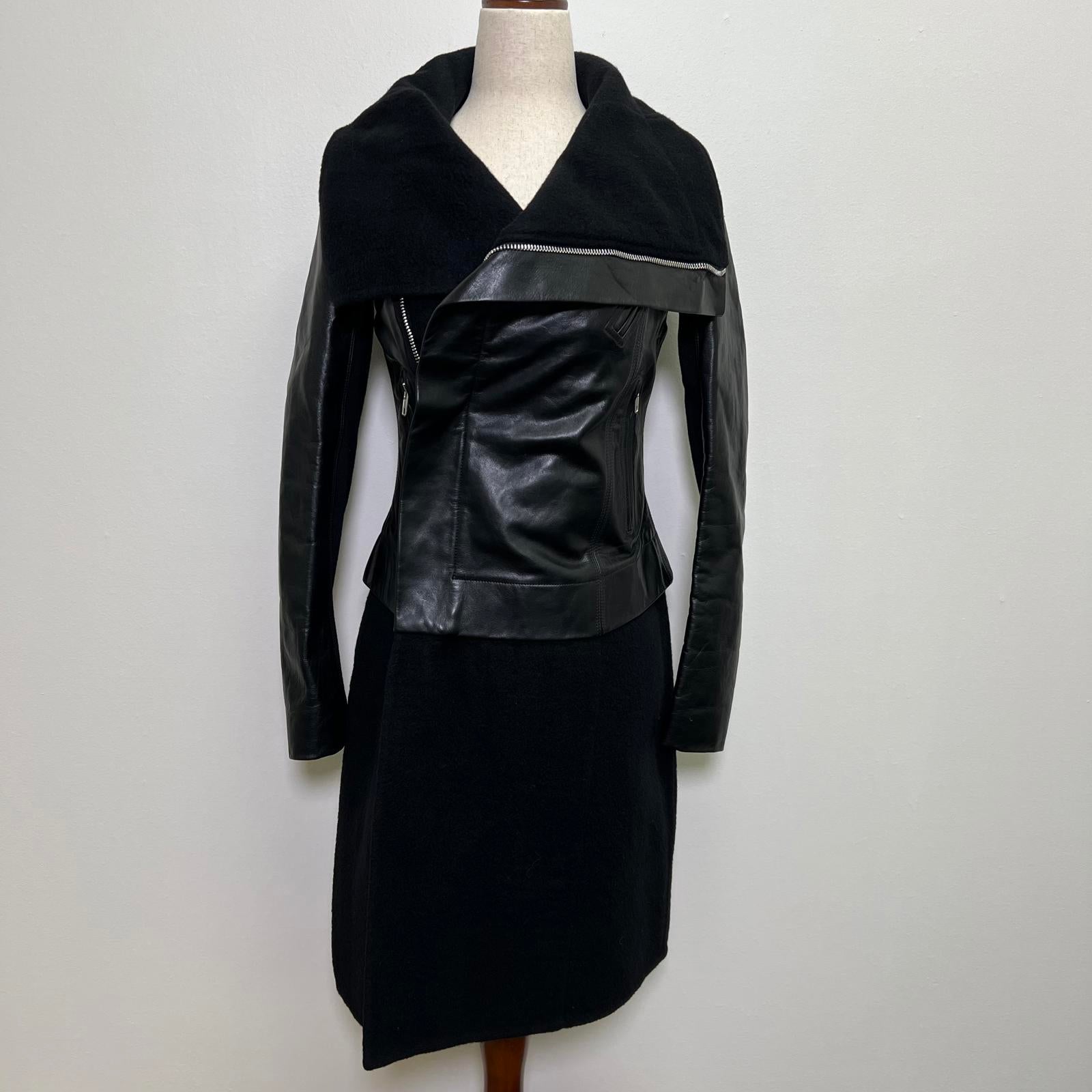 Rick Owens Leather and Cashmere Biker Jacket