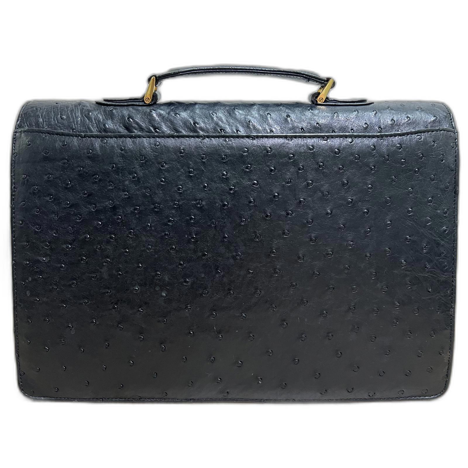 Vintage Ostrich Skin Leather Briefcase