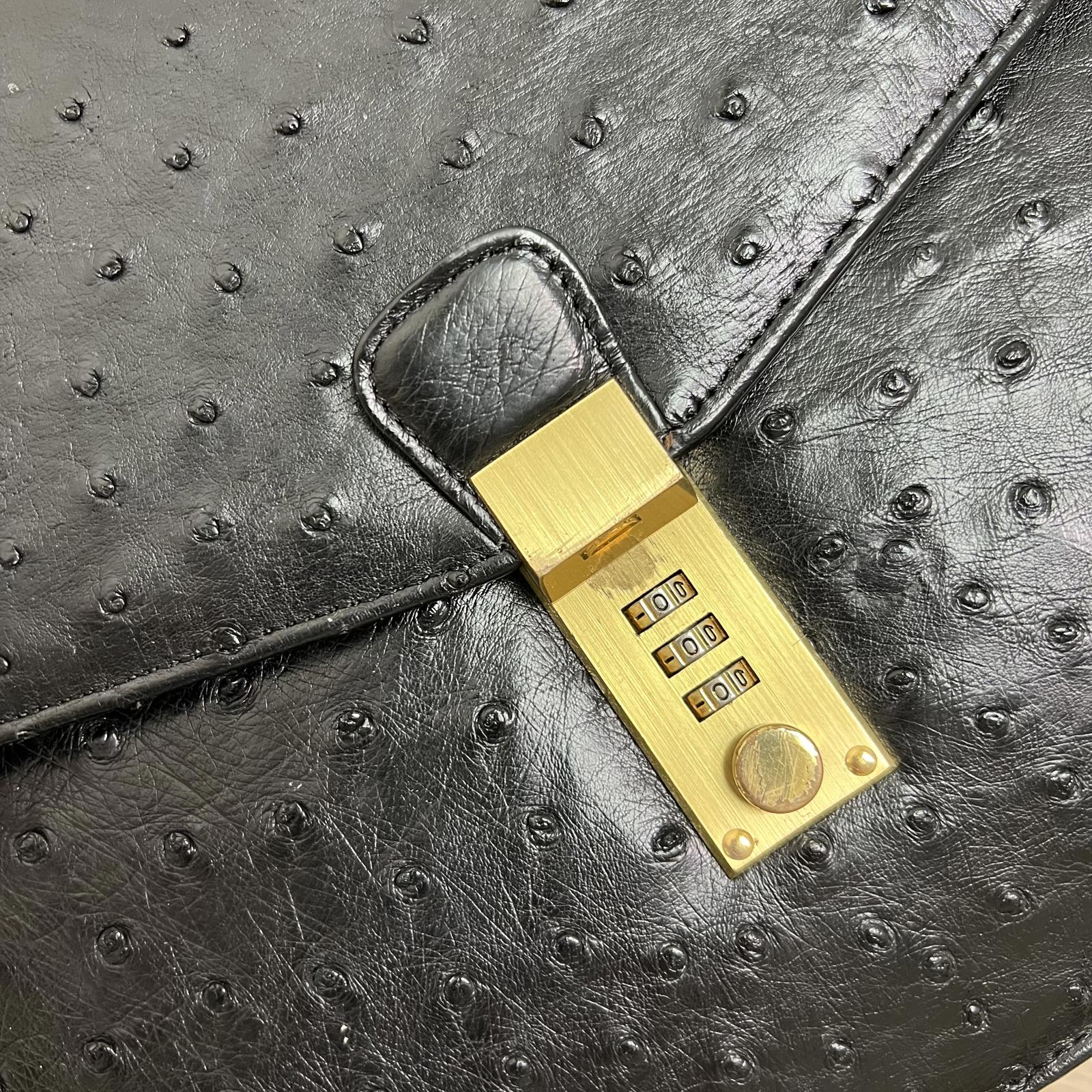 Vintage Ostrich Skin Leather Briefcase