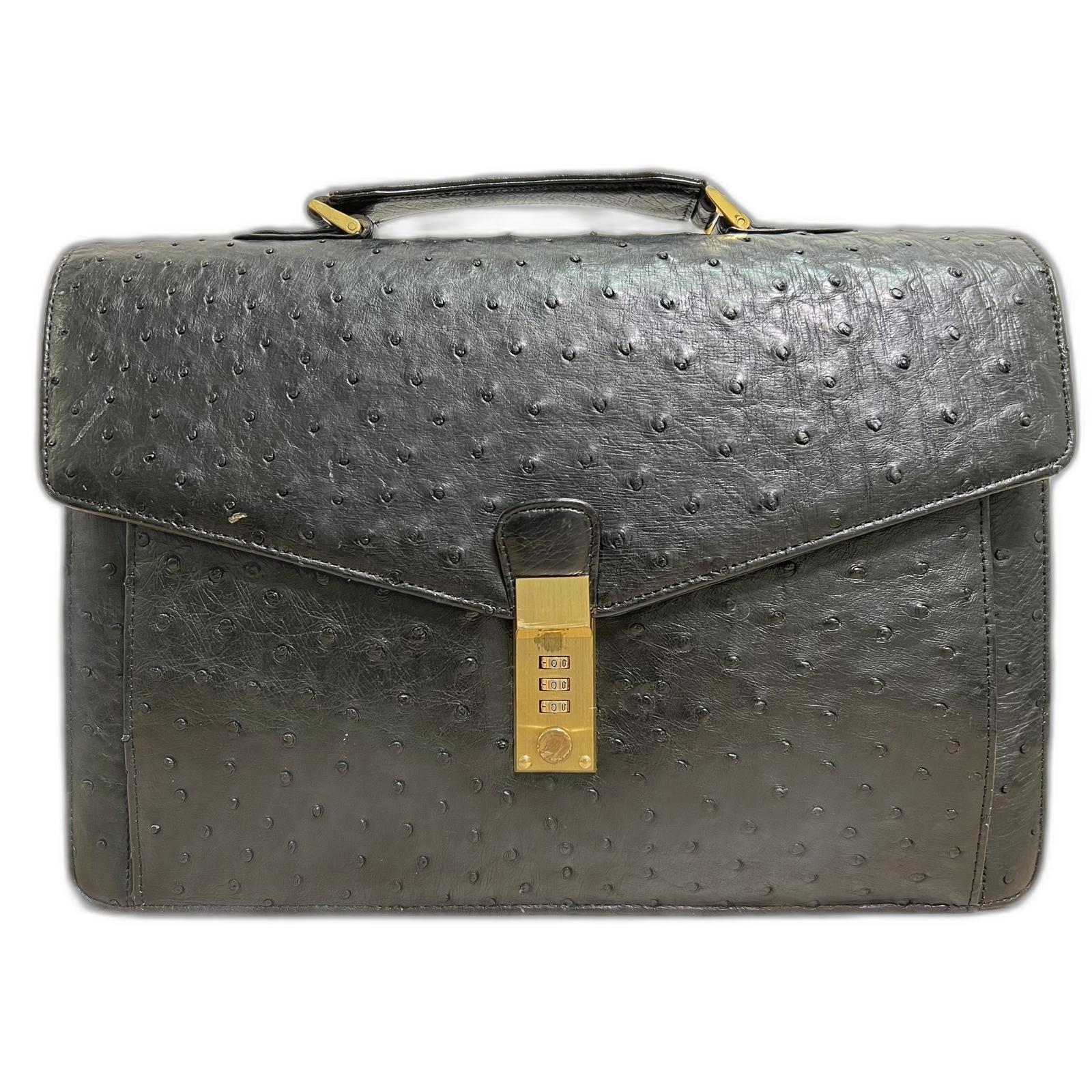 Vintage Ostrich Skin Leather Briefcase