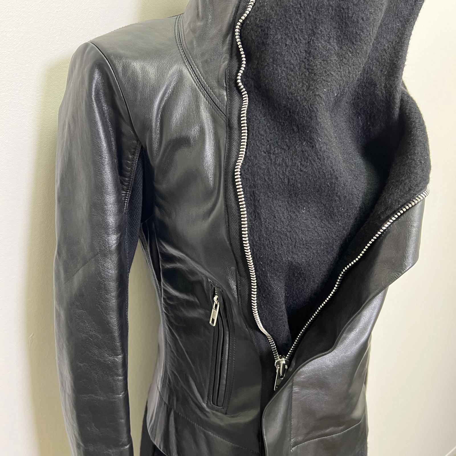 Rick Owens Leather and Cashmere Biker Jacket