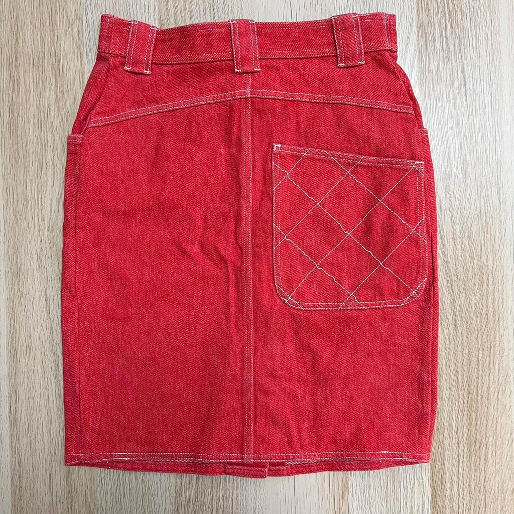 Chanel Red Denim Skirt