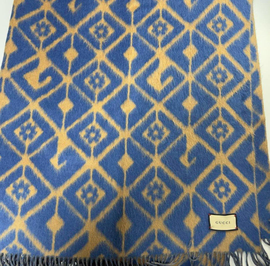 Gucci Wool Blend GG Rhombus Throw Blanket