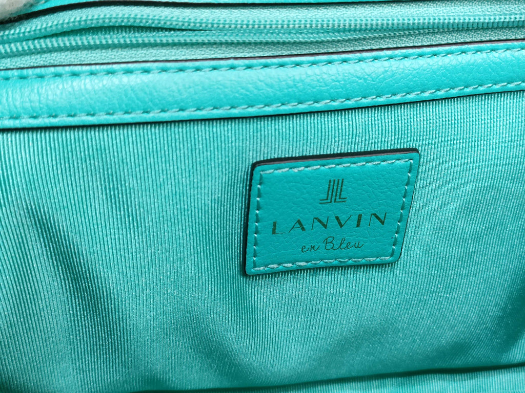 Lanvin Green Leather 2-Way Handbag with Shoulder Strap