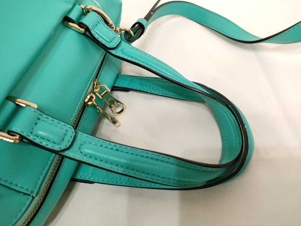 Lanvin Green Leather 2-Way Handbag with Shoulder Strap
