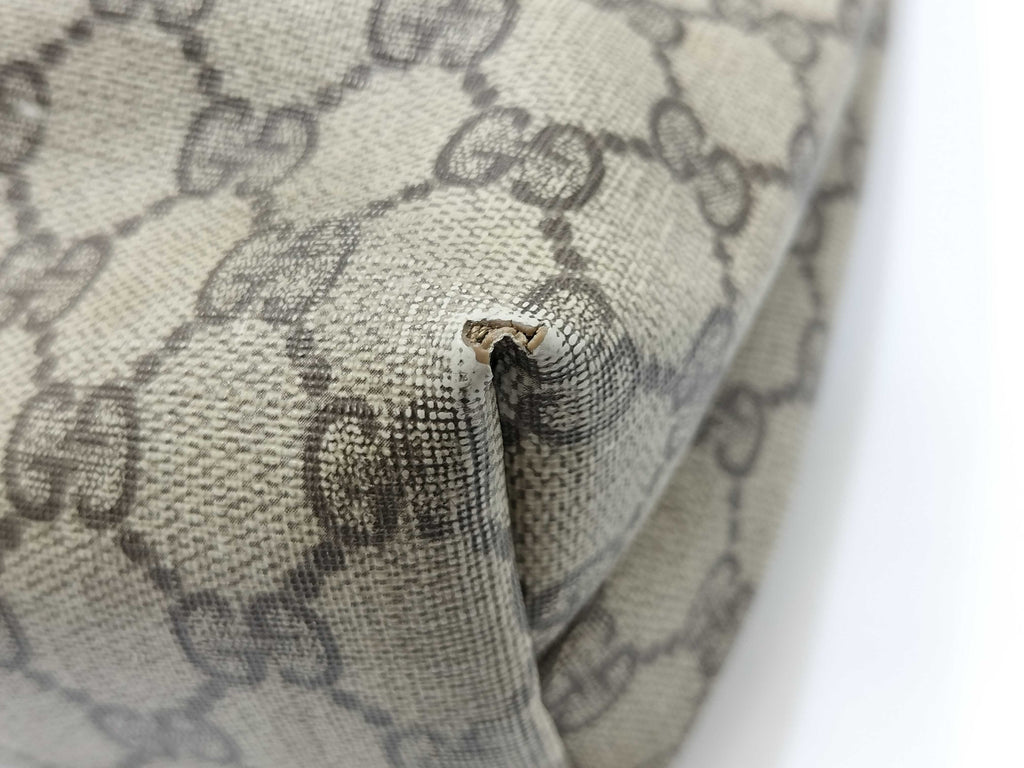 Gucci GG Supreme Canvas Tote Bag with Sherry Web Handles & Lock Detail
