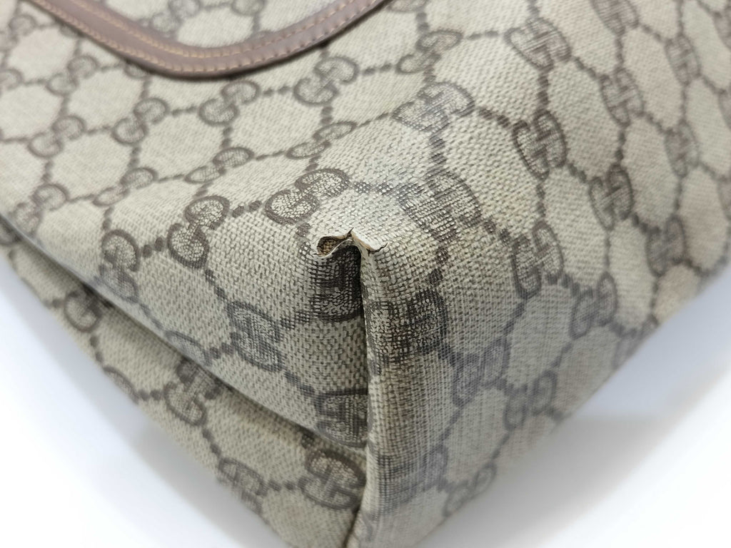 Gucci GG Supreme Canvas Tote Bag with Sherry Web Handles & Lock Detail