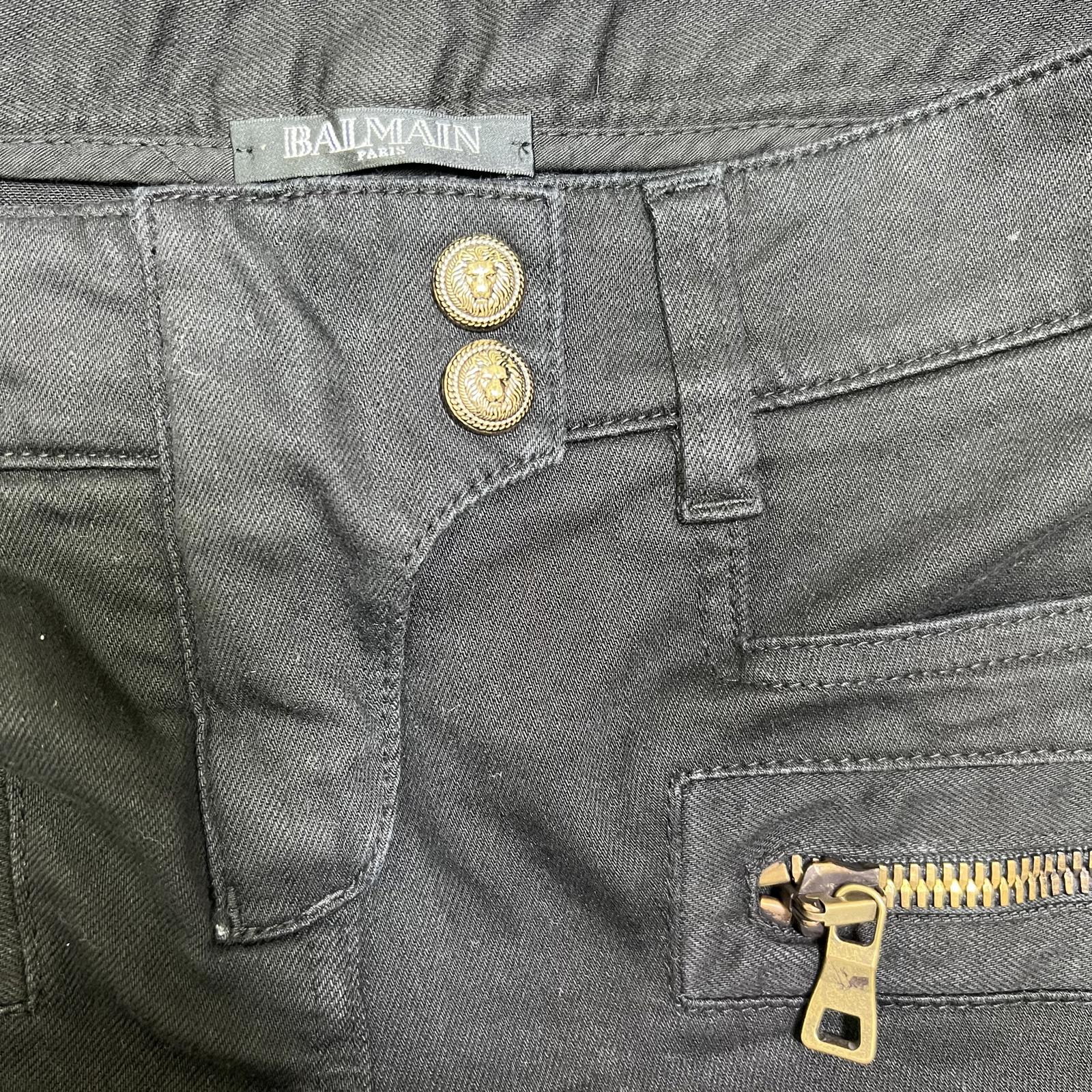 Balmain Black Moto Skinny Jeans