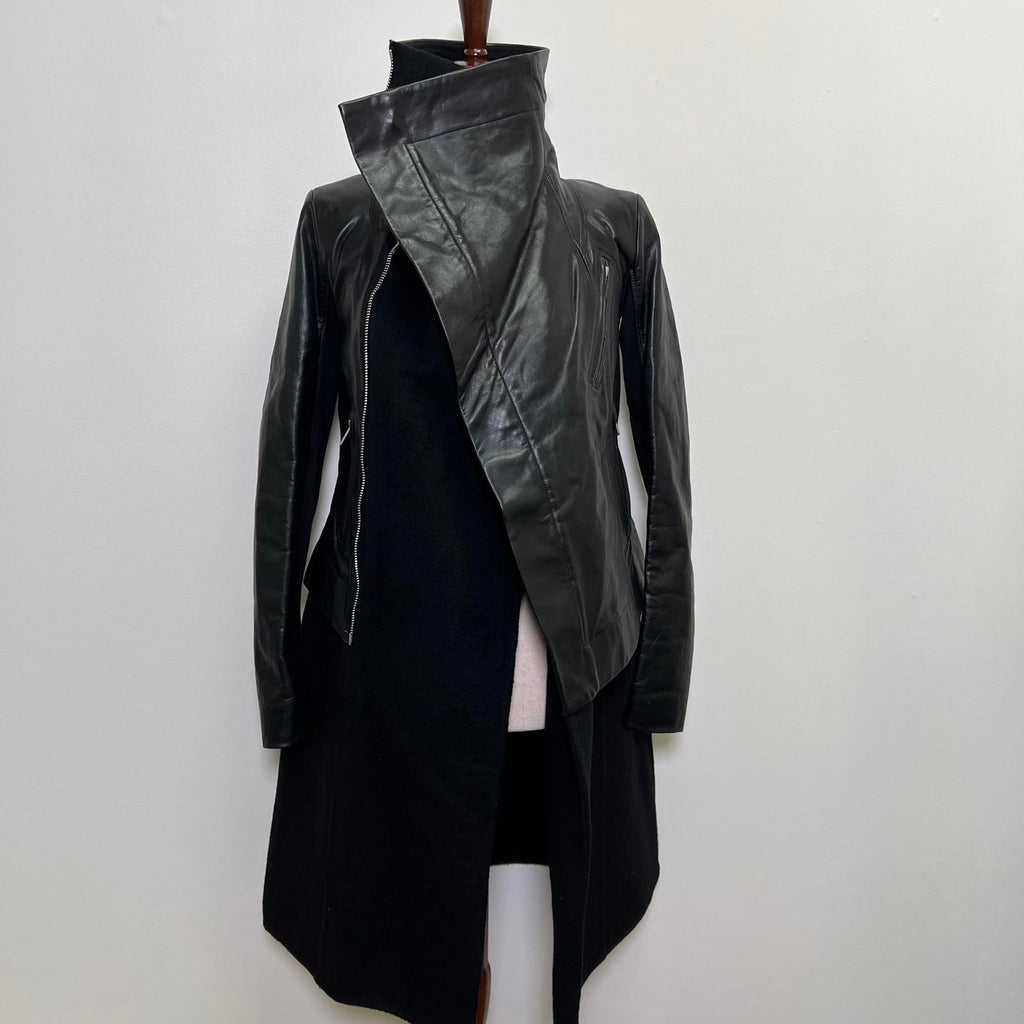 Rick Owens Leather and Cashmere Biker Jacket