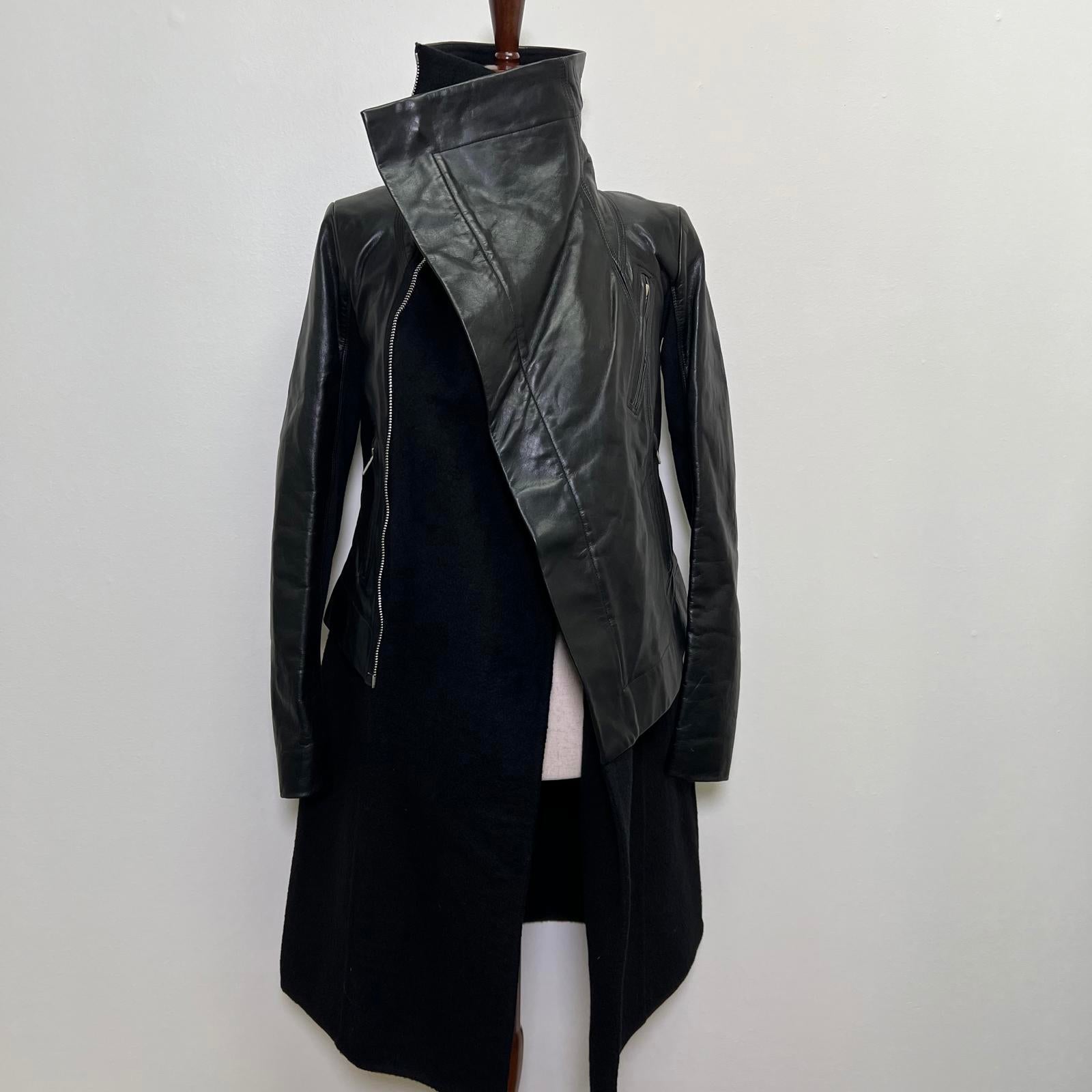 Rick Owens Leather and Cashmere Biker Jacket
