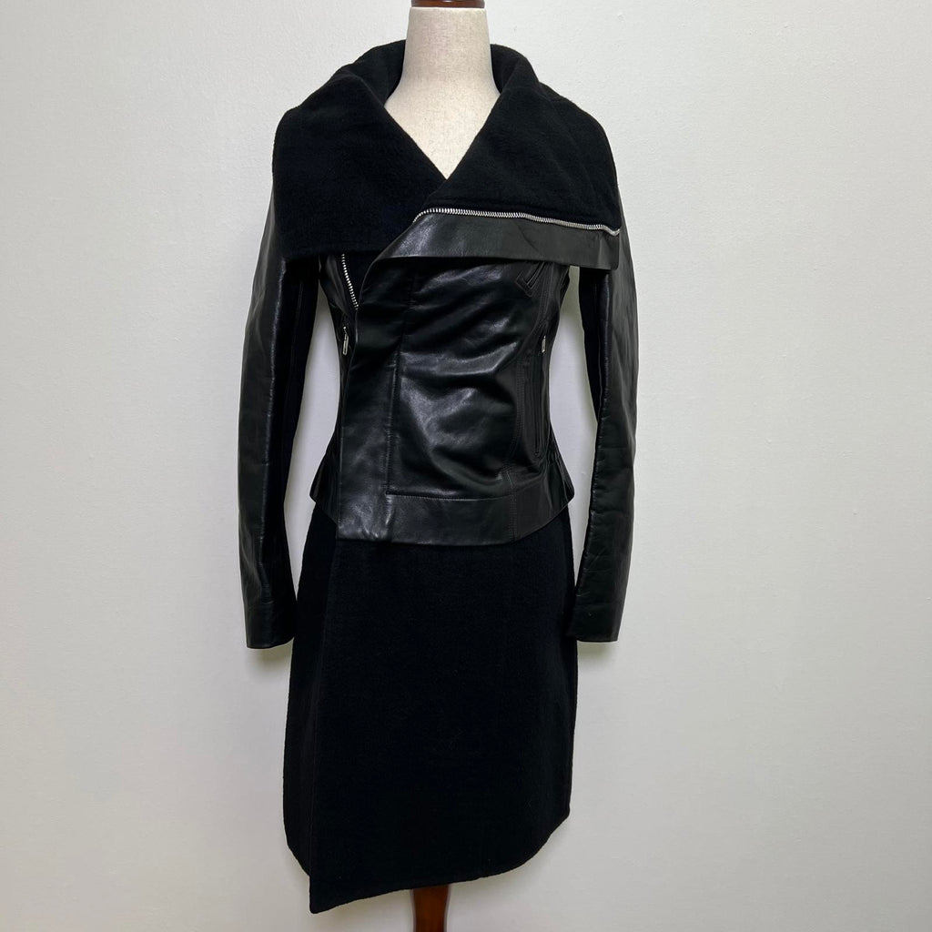 Rick Owens Leather and Cashmere Biker Jacket