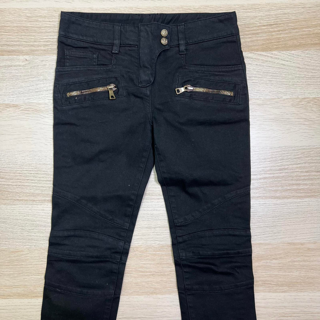 Balmain Black Moto Skinny Jeans