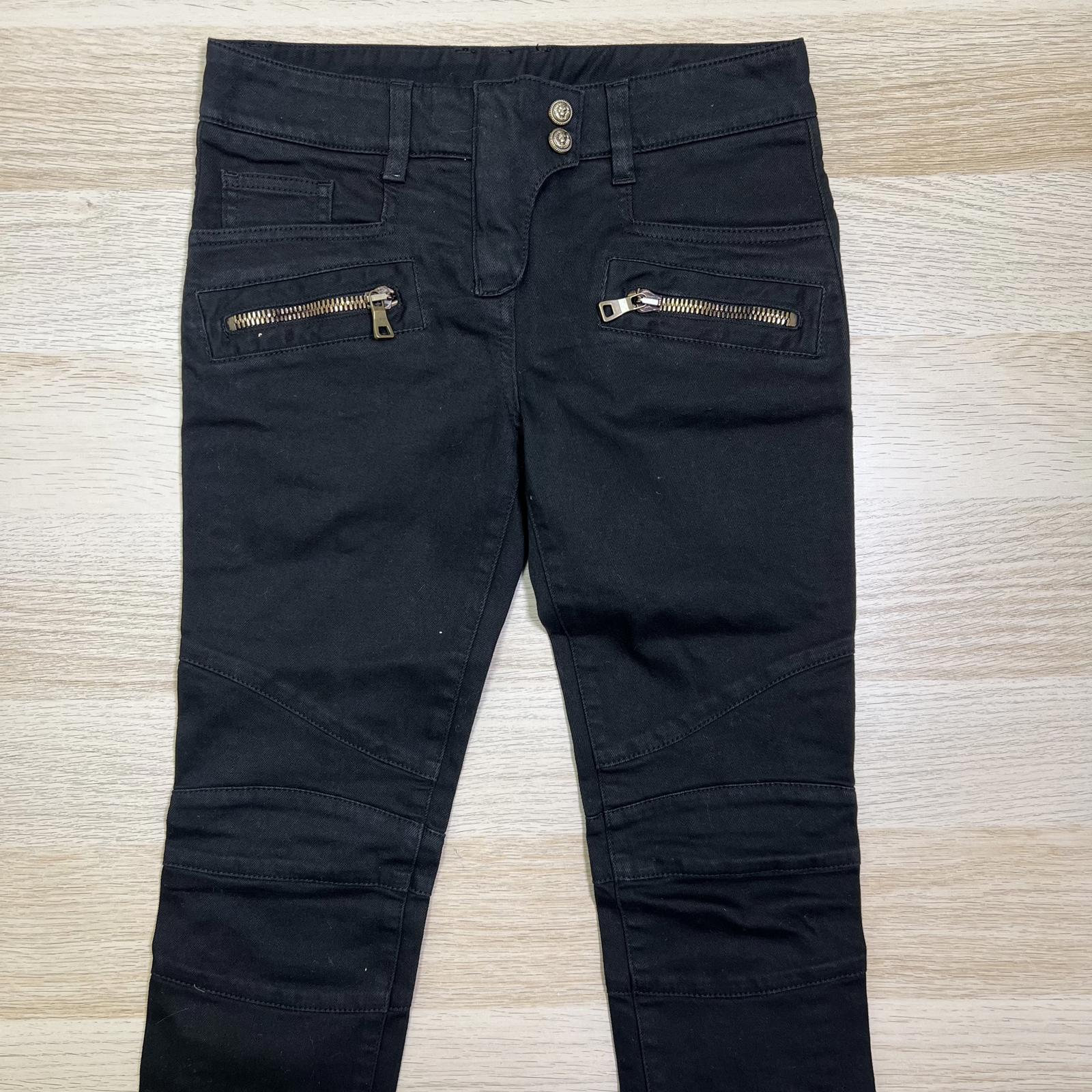 Balmain Black Moto Skinny Jeans