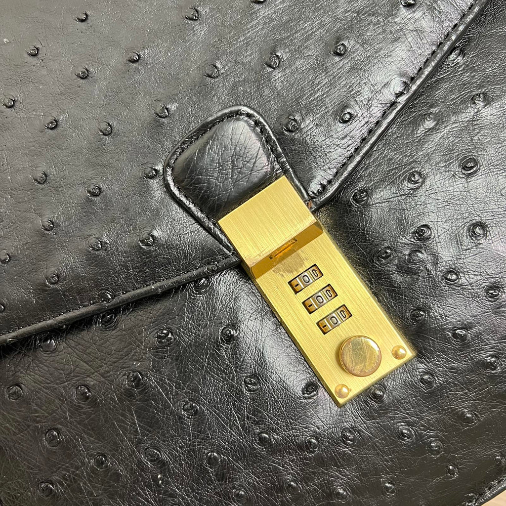 Vintage Ostrich Skin Leather Briefcase