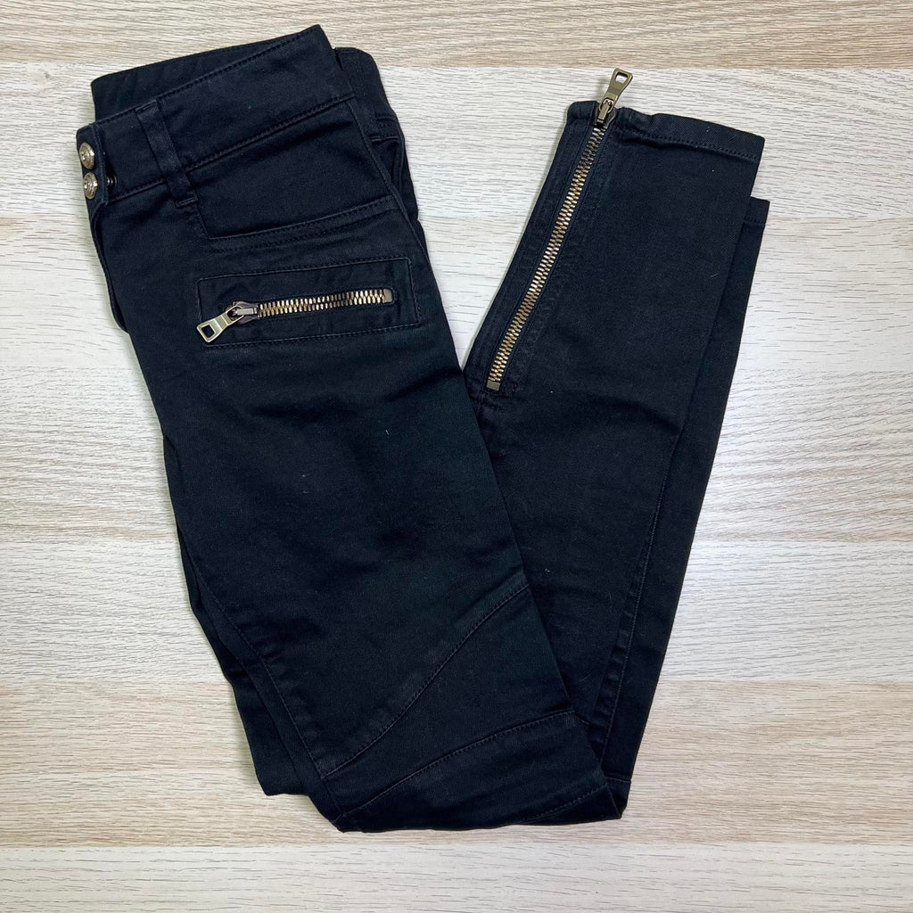 Balmain Black Moto Skinny Jeans