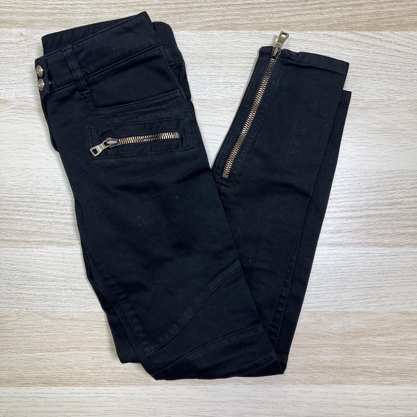 Balmain Black Moto Skinny Jeans