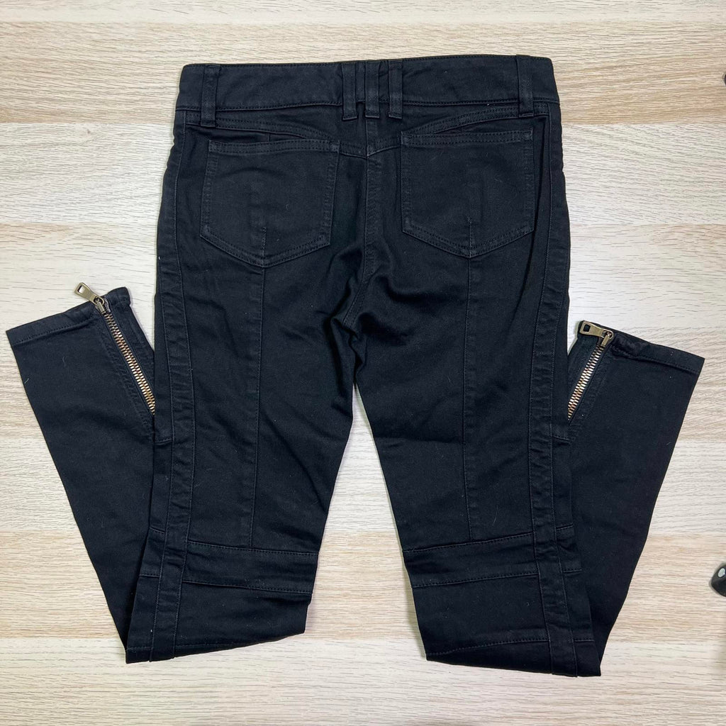 Balmain Black Moto Skinny Jeans
