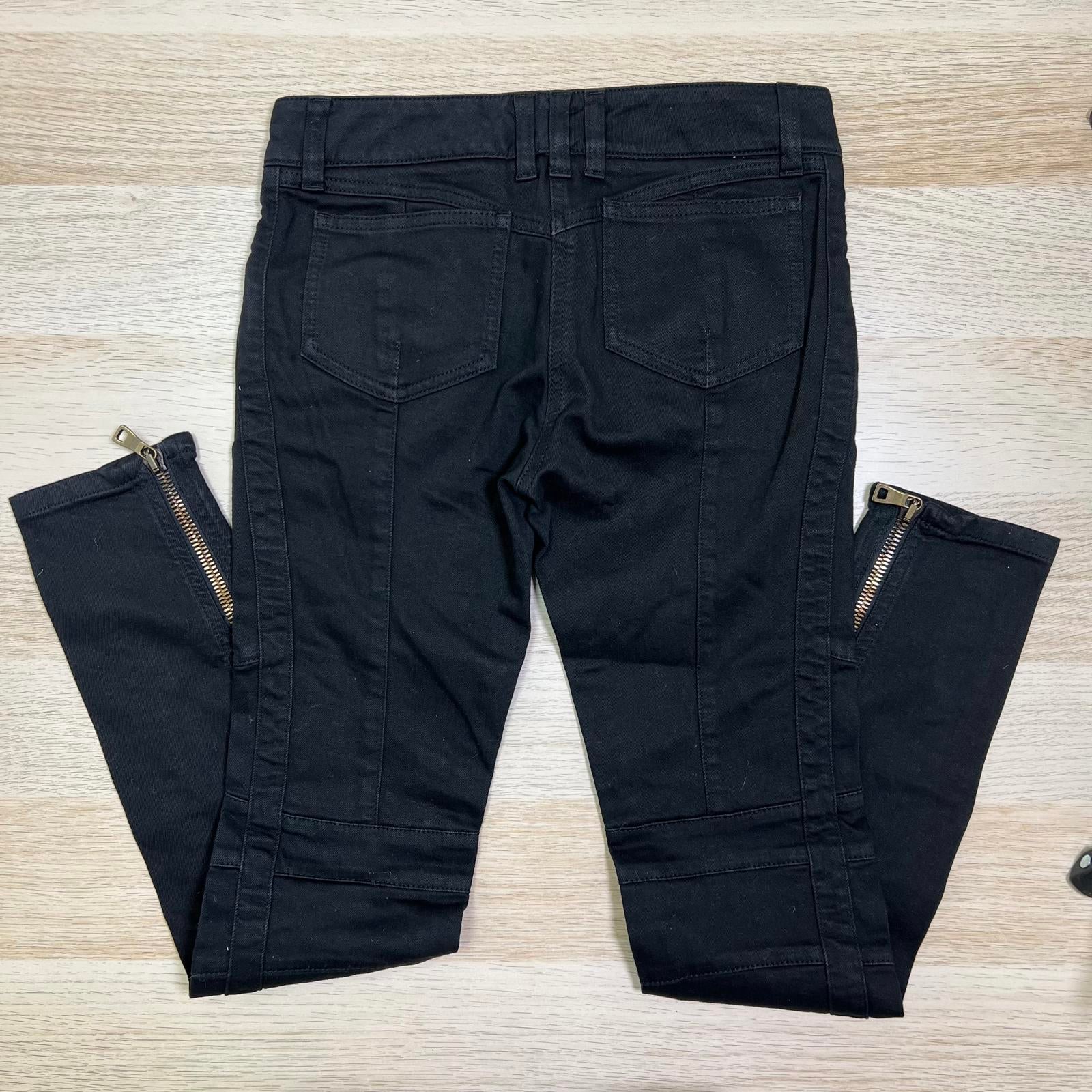 Balmain Black Moto Skinny Jeans